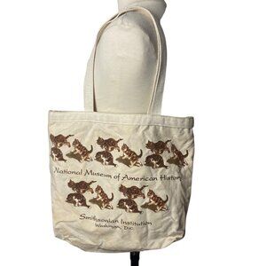 Vintage Smithsonian Museum of American History Cat Print Canvas Tote Bag By Mimi